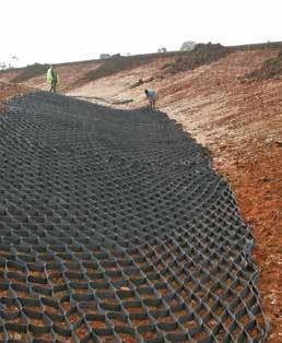 Controlling erosion on railway slopes Once installed, a TERRAM GEOCELL provides immediate stability by confining the fill and greatly improves resistance to wind and run-off.
