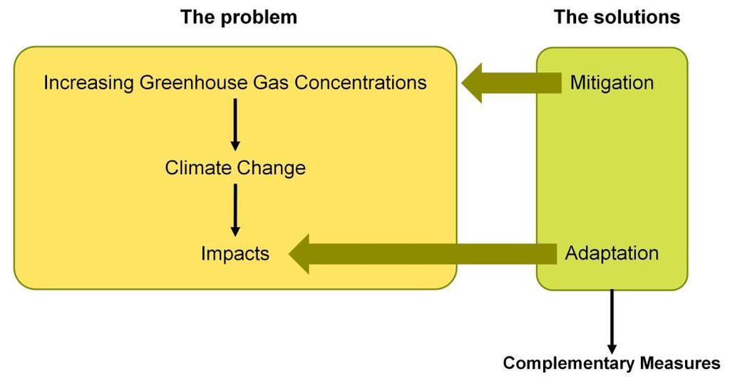 Solutions to climate change impacts Source: USAID-CIFOR-ICRAF, 2009 Mitigation measures deal with the causes of climate change, e.g., reducing energy consumption and using clean technologies.