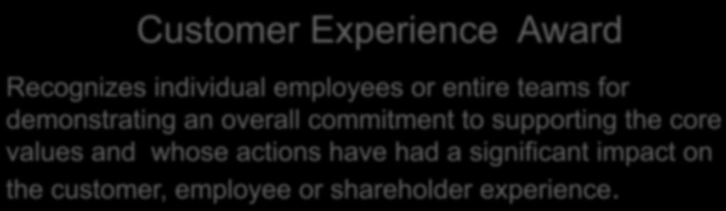 whose actions have had a significant impact on the customer, employee or shareholder experience.