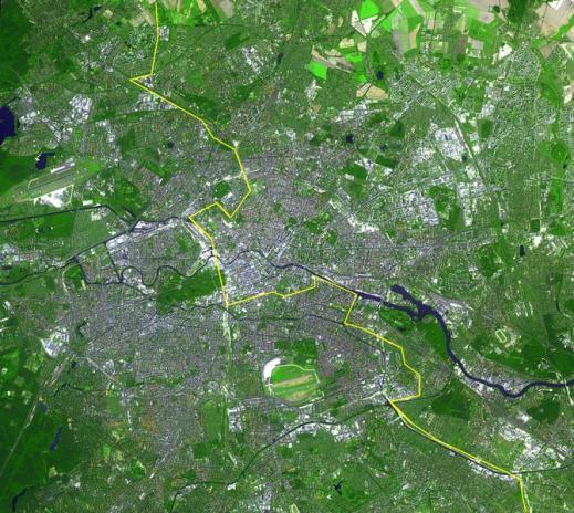 Satellite View of the Berlin Wall The