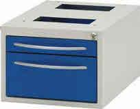 Storage drawer unit, height 270 mm Mounted in the frame with help of suspension profiles or screwed directly on heavy duty work top* (40 mm).