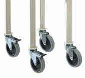 Height range, work top excluded: 700-950mm Can also be supplied with 4 no. 100mm dia. castors.