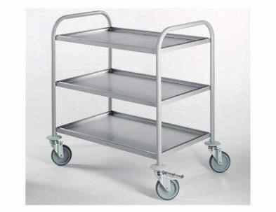 840 940 1120 550 600 710 COATED GENERAL PURPOSE TROLLEY Grey colour powder coated steel frame Removable aluminium shelves Non-marking