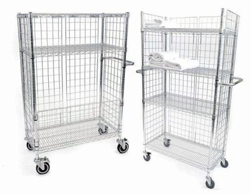LINEN/LAUNDRY CARTS AND SECURITY CAGES ECLIPSE Chrome Laundry Collection Cart (Left) and Linen Distribution Cart (Right) ESD SAFE Upgrade Available Laundry Cart ECLIPSE CHROME LAUNDRY & LINEN CARTS