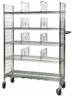 ORDER PICKING TROLLEYS 5 tier picking trolley with shelf dividers Heavy duty shelf at the bottom Mesh