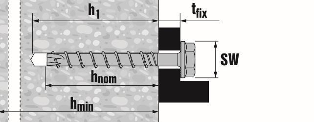 Setting information Setting details Anchor size 6 HUS3- H C A P, PS I-Flex PL Nominal embedmenth depth [mm] h nom1 55 Nominal diameter of drill bit d0 [mm] 6 Cutting diameter of