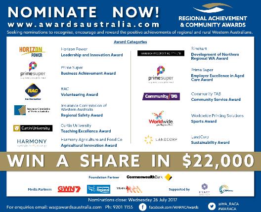 PRINTED LITERATURE AND E-MARKETING The Regional Achievement and Community Awards will be promoted through E-marketing to businesses, organisations and associations throughout regional and rural