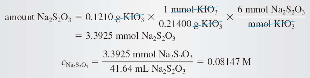 EXAMPLE 20-1 A solution of sodium thiosulfate was standardized by dissolving 0.1210 g KIO 3 (214.