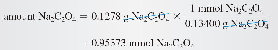 EXAMPLE 20-4 A 0.1278-g sample of primary-standard Na 2 C 2 O 4 required exactly 33.