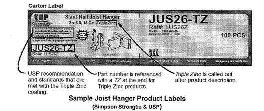 Simpson designates their hangers for use with ACQ with the Z-max trade name, USP (United Steel Products) uses the