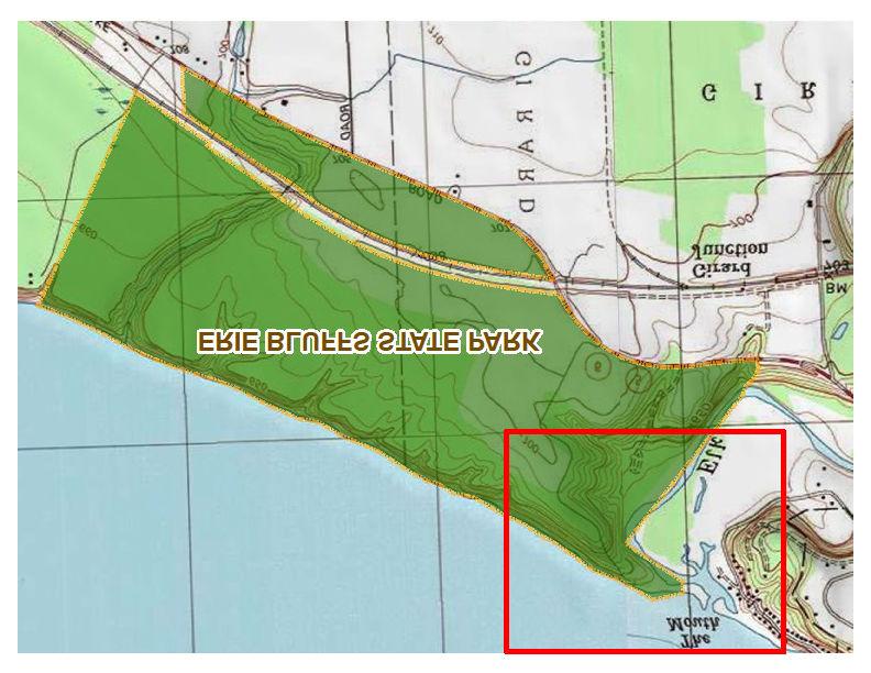 STATE PARK BOUNDARY Elk Creek Boat Launch 200 cubic yards PA FISH & BOAT COMMISSION ELK CREEK ACCESS AREA ERIE BLUFFS STATE PARK Dredge Location -