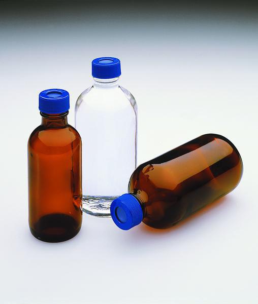 397 I-Chem VOC Narrow-Mouth Glass Septa Bottles I-Chem Brand narrow mouth septa bottles available in clear or amber, Type III glass, equipped with the standard, 0.