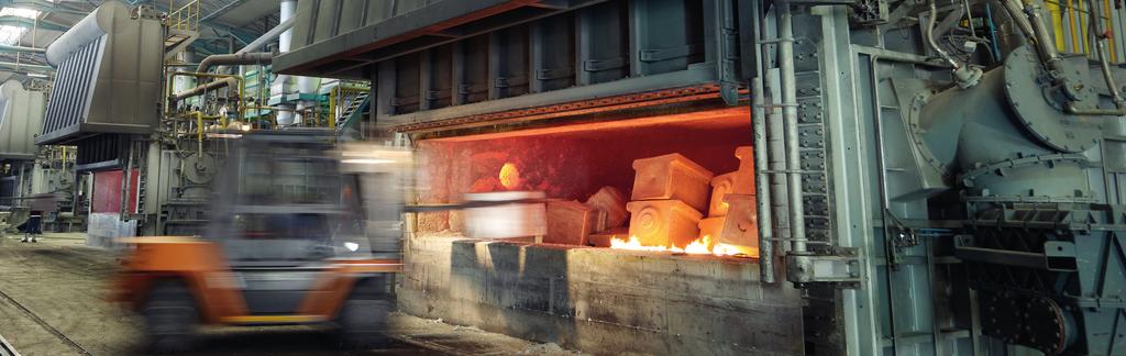 The purpose of the reheat furnace is to bring the product temperature up to the working level so that it can be rolled, extruded or forged.