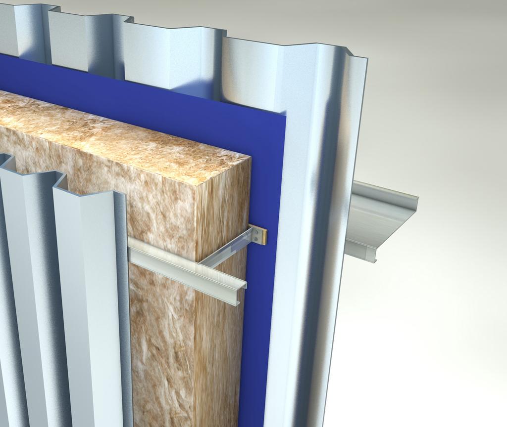 Built-up Metal Walls Built-up metal walls Rail and bracket system Interlocking nature of mineral wool ensures: Rolls knit together at joints ensuring no loss of thermal or acoustic performance Joints