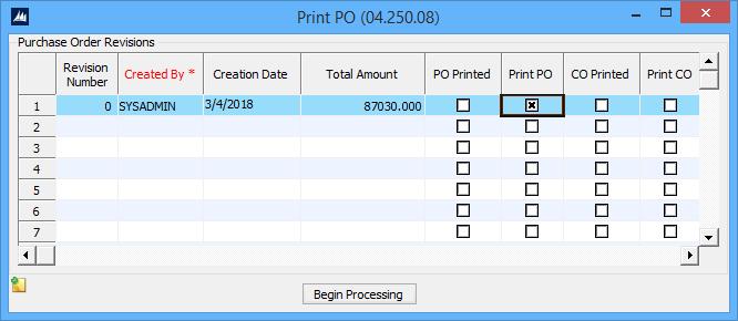 Purchase Orders To print the PO, click on the Print button,