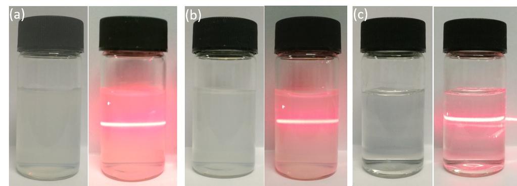 Fig. S5. Photographs of the aqueous suspensions of exfoliated SNFs, (a) fresh prepared, (b) stored for two weeks.