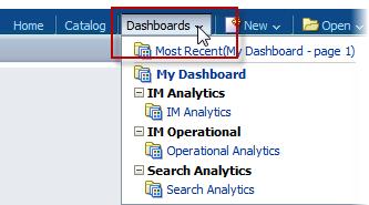 6 THE ORACLE KNOWLEDGE DASHBOARDS You can use the links to Recent and Most Popular dashboards and reports to quickly navigate to high-level and detail reports of