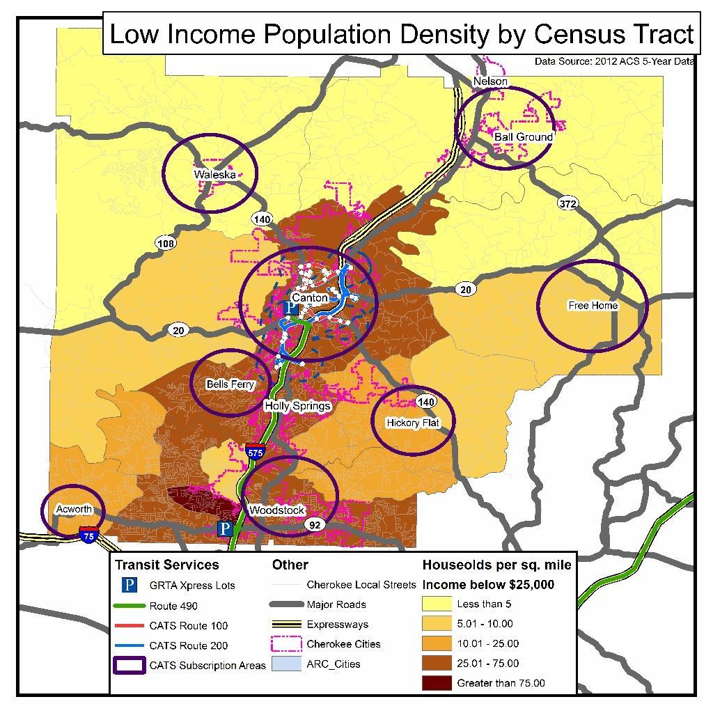 Low-Income Populations Households with low-income can be an indicator of transit need, because these households may not be able to afford a vehicle, or enough vehicles, to meet the travel needs of
