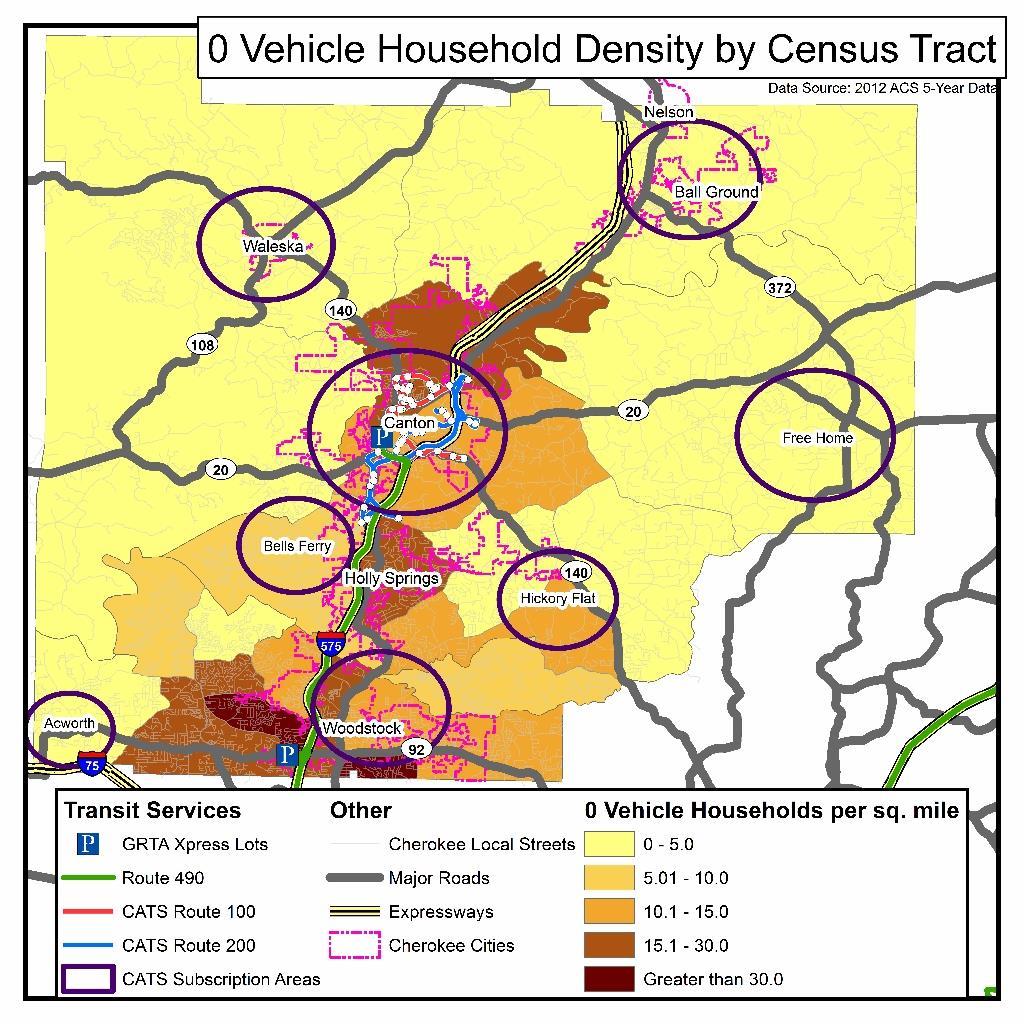 Zero-Vehicle Households Persons in a household without access to a vehicle are limited in where they can travel to areas they can safely walk, bicycle, or utilize public transportation.