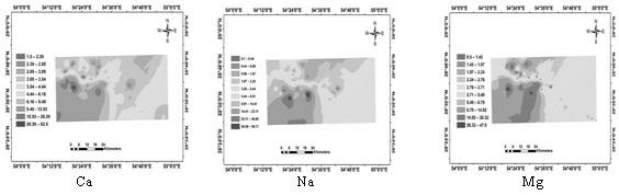USING GEOSTATISTIC ANALYSIS FOR PREDICTION OF SAR IN SOUTH OF IRAN 147 Fig. 4 Ca, Na and Mg values in the study area Fig. 5 SAR map in the study area Table 3.