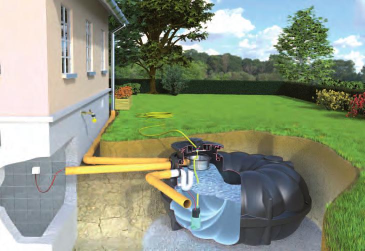 Garden Complete-Systems NEO Basic: With water distribution point in the tank cover Scope of delivery NEO flat tank 00-0000 l TwinCover,