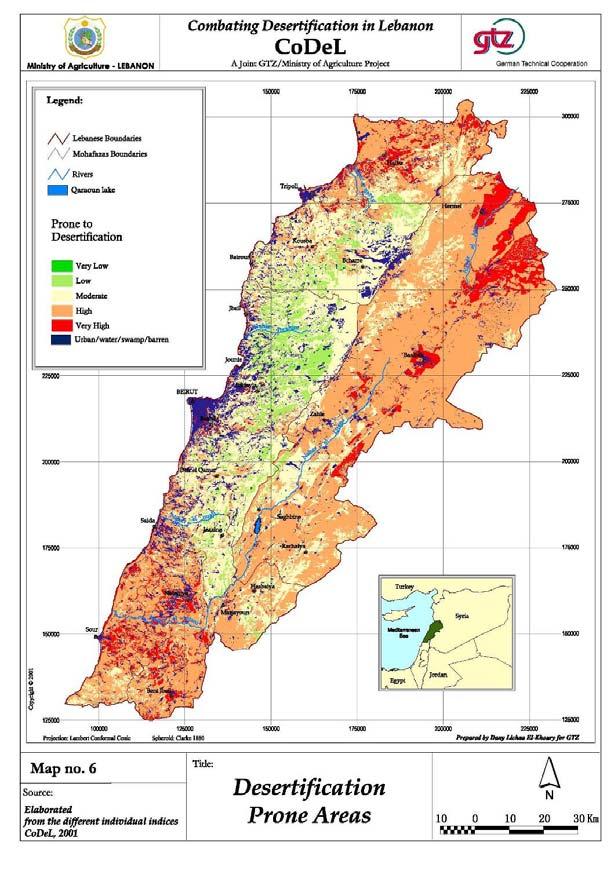 DPA map 60% of the Lebanese territory are under threat of land