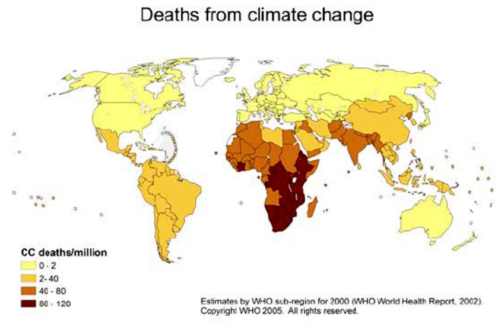 3.4 Health Figure: WHO estimates of extra deaths (per million people) from