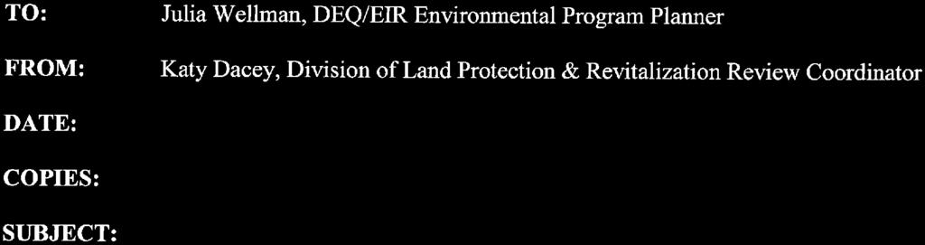 Review Manager; file Environmental Impact Review: EIR Proj No 16-149F Davison Army Airfield Hazardous Tree Removal, Fairfax County, VA The Division