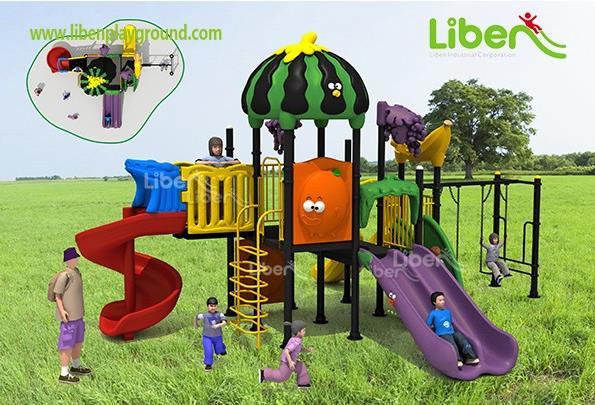 Structure to the park and play structure with overhead signage Interactive activity displaying vegetables for educational