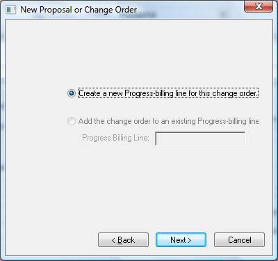 Progress Billings 3. Select Yes to apply the change order costs to the progress-billing's scheduled value.