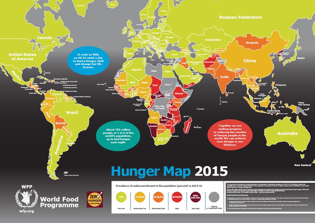 Hunger Map 2015 From Africa and Asia to Latin America and the Near East, there are