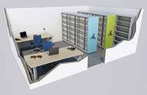 5 x 4 metres, 32 four drawer filing cabinets would provide approximately 76 linear metres of filing. Mobile shelving increases the filing capacity to 205 linear metres.