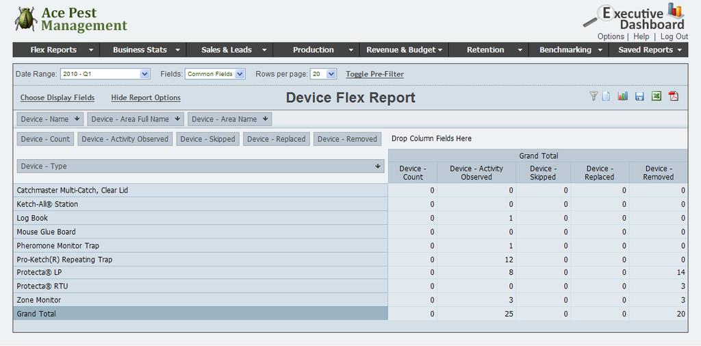 The Device Flex report allows you to set up a report where you can view virtually all of the information collected