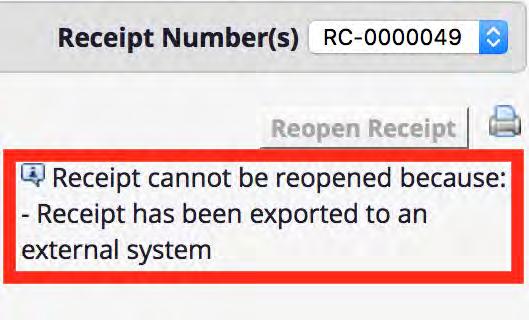 78 6 Receiving Errors SPECIAL NOTICE: Completed receipts CAN NOT be reopened or revised once processed through to