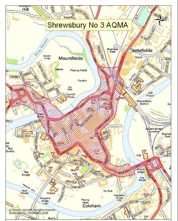 What is the extent of the challenge locally? An Air Quality Management Area (AQMA) is declared when there are breeches of legislative levels of pollution. Shropshire Council historically had 5 AQMAs.
