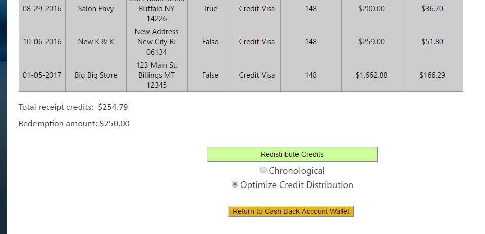 *Step 3: Optimize your receipts! We want to make sure you don t leave any money on the table. Click the Optimize Credit Distribution button.