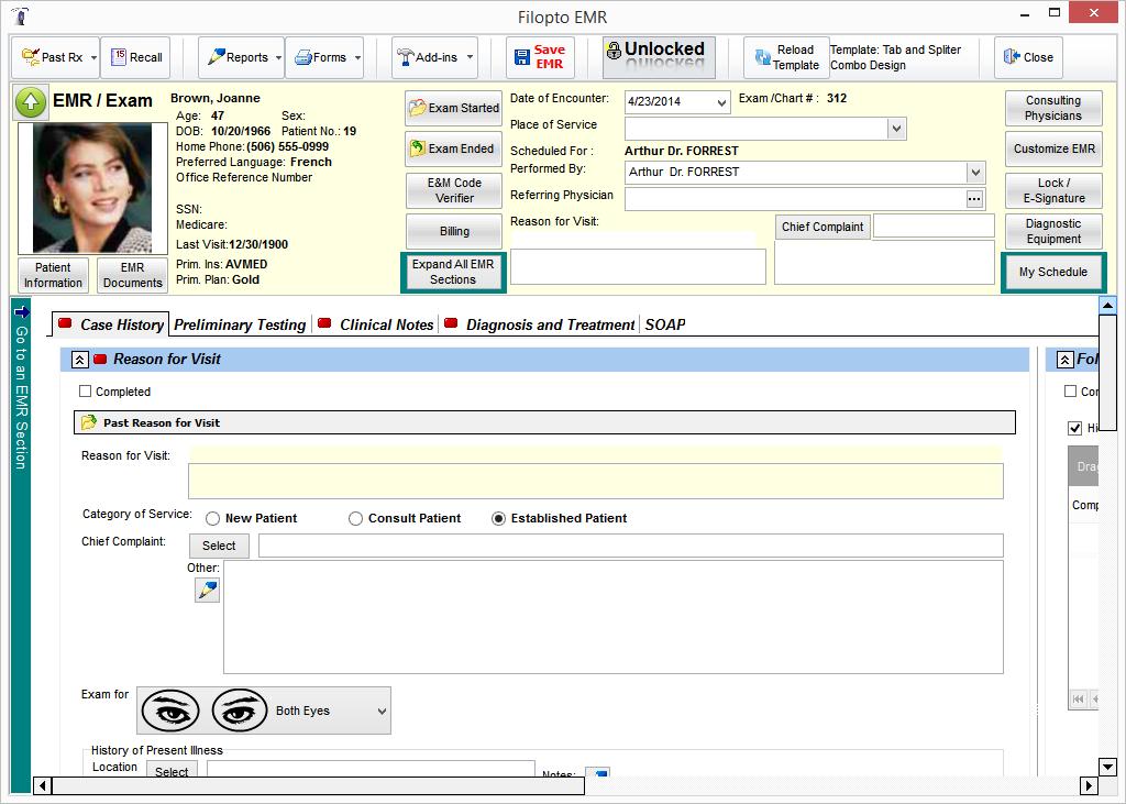EMR / EHR Filopto's user customizable EMR/EHR is
