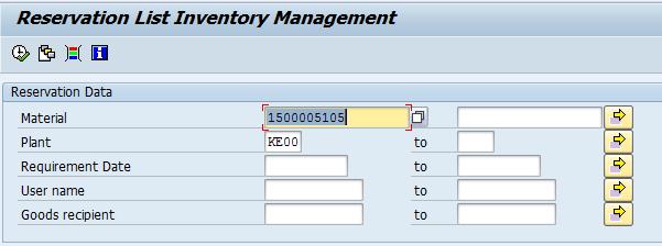 Module 6: Listing Local Inventory Goods Movement Reports The Reservation List Inventory Management screen is displayed. The selection screen is subdivided in various sections: 5.