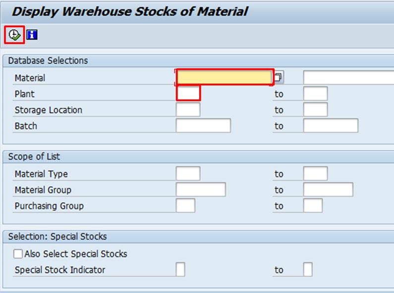 Module 6: Listing Local Inventory Goods Movement Reports The Display Warehouse Stocks of Material screen is displayed. 5.