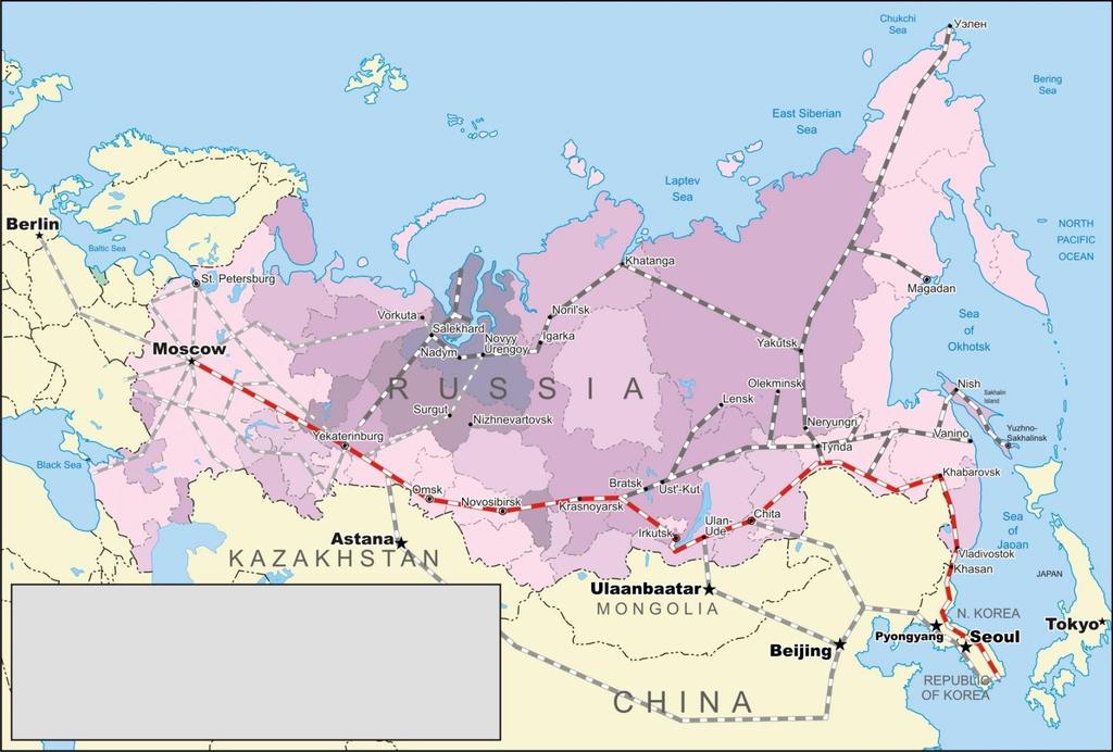 The project on Trans-Siberian and Trans-Korean mainlines connection Investments required: 7 billion US