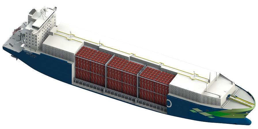 1. CNG TECHNOLOGY FOR MARITIME TRANSPORTATION MAIN CHARACTERISTICS Length Overall: 220 m Breadth: 40 m Depth to main deck: 22 m Draught: 7,2 m Speed: 14 kn