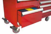Housings with pre-determined fixing zones for installation of accessories : work surfaces, shelves, etc. 400 lb capacity per drawer.