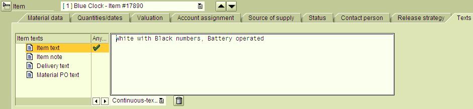 Example of Item Text Since the line item in the requisition only allows 40
