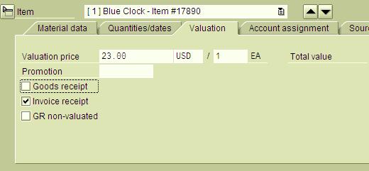 Valuation (Delivery) Valuation Tab - Uncheck Goods Receipt on BOTTOM Valuation Tab if