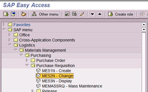 Changing Purchase Requisitions Requisitions are changed using either ~ Logistics ->
