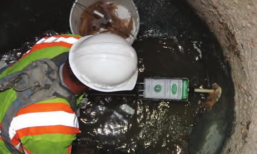After area is completely free of contaminants, trowel apply. Filling large voids in manhole walls, reconstructing inverts, catch basins and pipe repair.