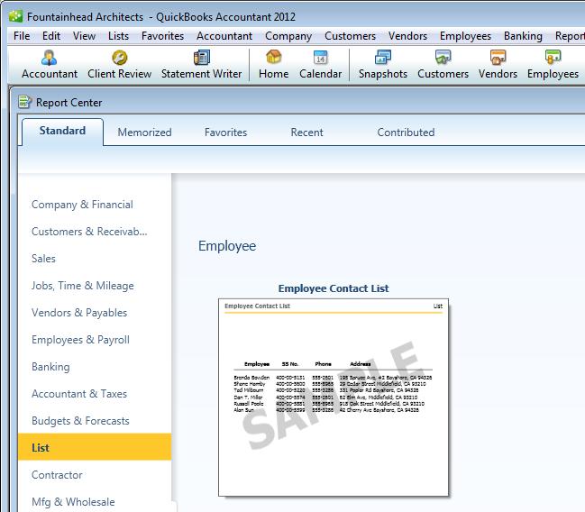 Quick Check 2. In ArchiOffice, open Employee Address Book report from the Reports screen. 3.