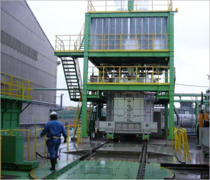 Fig. 1 Ten tonne ICV Melter during waste treatment operations. Fig. 2 Interior of ICV Melter during waste treatment.