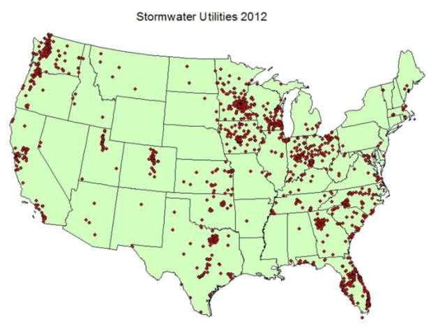Over 1,300 User Fee Funded Stormwater Utilities: In 39 States
