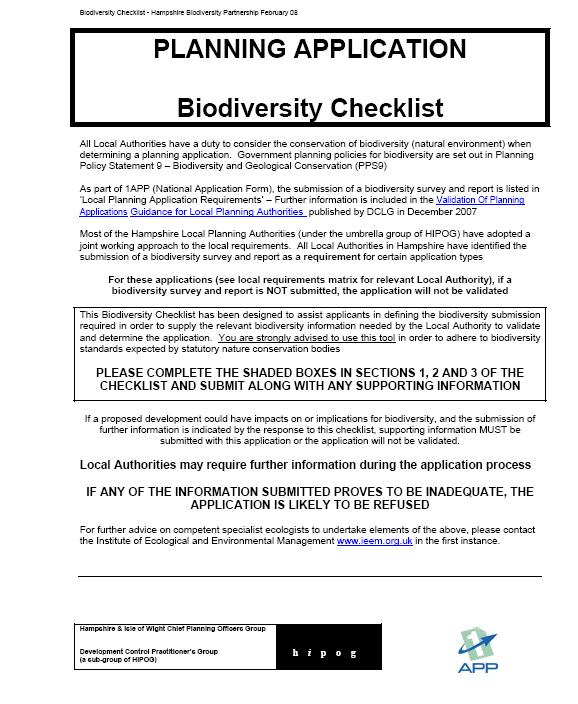 Local 1-APP checklist Partnership initiative Assists delivery of biodiversity duty within